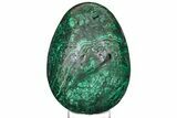 Tall, Giant Flowery Polished Malachite Egg With Stand - lbs #192023-1